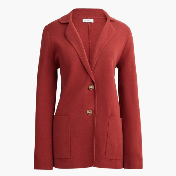 J. CREW Two Button Sweater Blazer Toasted Red Sz M {3P10} - Picture 2 of 7